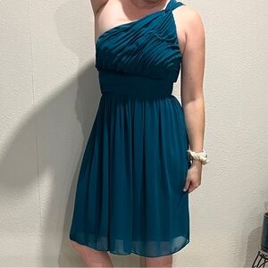 Donna Morgan Dark Teal Rhea size 4 One Shoulder Dress